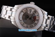 Rolex Day-Date Oyster Perpetual Automatic Diamond Bezel with Grey Dial and Roman Marking-Small Calendar Rolex Day-Date Oyster Perpetual Automatic Diamond Bezel with Grey Dial and Roman Marking-Small Calendar