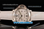 Panerai Luminor Marina 1950 3 Days PAM 499 Clone Panerai P.9000 Automatic Steel Case with White Dial Black Arabic Numeral Markres and White Leather Strap (ZF)