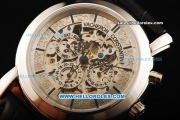 Vacheron Constantin Automatic Movement Steel Case with Skeleton Dial - Black Leather Strap