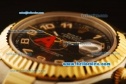 Rolex Datejust II Swiss ETA 2836 Automatic Full Steel with Yellow Gold Bezel and Black Dial