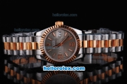 Rolex Datejust Oyster Perpetual Date Automatic Two Tone with Rose Gold Bezel and Grey Dial-Small Calendar--Lady-Size