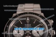 Rolex Daytona Vintage Chrono Miyota OS20 Quartz Steel Case/Bracelet with Black Dial and Stick Markers