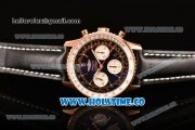 Breitling Navitimer 01 Chrono Swiss Valjoux 7750 Automatic Rose Gold Case with Black Dial Black Leather Strap and Stick Markers - 1:1 Original (JF)