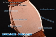 Vacheron Constantin Malte Japanese Miyota OS2035 Quartz Rose Gold Case with Brown Leather Strap and White Dial