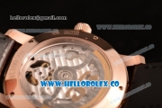 Glashutte Senator Meissen Tourbillon Swiss Tourbillon Automatic Rose Gold Case with White Dial and Brown Leather Strap