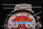 Rolex Daytona Vintage Chrono Miyota OS20 Quartz Steel Case/Bracelet with Point Markers and Red Dial - White Inner Bezel