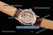 A.Lange&Sohne Saxonia Tourbillon Asia Automatic Rose Gold Case with White Dial Brown Leather Strap and Stick Markers