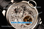 Cartier Ballon Bleu De Tourbillon Asia Automatic Steel Case with White Skeleton Dial and Black Leather Strap