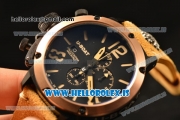 U-Boat Chimera Chronograph OS10 Quartz With Rose Gold Bezel and Black Case Brown Leather Orange Marker