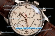 IWC Portuguese Chrono Miyota OS20 Quartz Steel Case with Brown Leather Bracelet White Dial and Rose Gold Markers