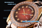 Rolex Day-Date Masterpiece Swiss ETA 2836 Automatic Two Tone Case with Coffee Dial and Diamond Bezel