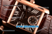 Cariter Tank MC Swiss ETA 2824 Automatic Rose Gold Case with Brown Dial Brown Leather Strap and Roman Numeral Markers