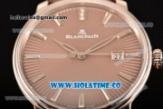 BlancPain Villeret Ultraplate Remontage Automatique Miyota 9015 Automatic Steel Case with Brown Dial and Stick Markers