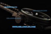 U-Boat Italo Fontana Left Hook Automatic Movement PVD Case with Black Dial and White Arabic Numerals - Black Leather Strap