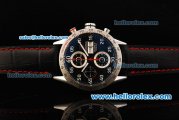 Tag Heuer Carrera Calibre 16 Swiss Valjoux 7750 Automatic Movement Steel Case with Black Dial and Black/Red Leather Strap
