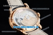 Audemars Piguet Millenary Miyota 9015 Automatic Rose Gold Case White Dial With Roman Numeral Markers Black Leather Strap