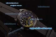 Porsche Design Chrono Miyota OS20 Quartz PVD Case with Black Rubber Strap Black Dial Yellow Pointer