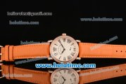 Franck Muller Liberty Miyota Quartz Rose Gold Case with Orange Leather Bracelet Diamond Bezel and Black Roman Numeral Markers