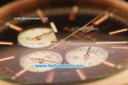 Breitling Transocean Chronograph Quartz Rose Gold Case with Black Dial and Black Leather Strap