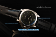 Panerai Luminor GMT Pam 320 Automatic Movement Steel Case with Black Dial and Black Leather Strap