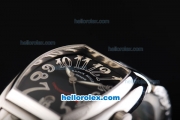 Franck Muller Conquistador Swiss ETA 2824 Automatic Movement Full Steel with Black Dial and Silver Numeral Markers