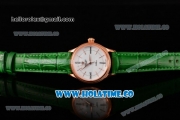 Rolex Cellini Time Asia 2813 Automatic Rose Gold Case with White Dial Green Leather Strap and Stick/Roman Numeral Markers