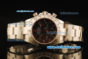 Rolex Daytona Swiss Valjoux 7750 Automatic Movement Full Steel with Black Dial and Silver Markers - Red Hands
