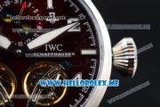 IWC Big Pilot Double Tourbillon Asia ST28 Automatic Steel Case with Brown Dial and Brown Leather Strap Stick/Arabic Numeral Markers