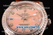 Rolex Day-Date Asia Automatic Steel Case with Diamonds Markers Pink Dial and Diamonds Bezel (BP)