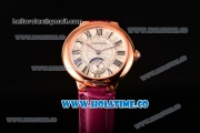 Cartier Ballon Bleu De Small Swiss Quartz Rose Gold Case with White Dial Black Roman Numeral Markers and Burgundy Leather Strap