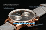 IWC Portuguese Chrono Swiss Valjoux 7750 Automatic Rose Gold Case with Grey Dial and Grey Leather Strap