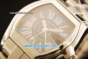 Cartier Roadster Swiss ETA 2836 Automatic Full Steel with Black Dial and White Roman Markers