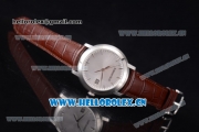 Audemars Piguet Jules Audemars Clone AP Calibre 3120 Automatic Steel Case with Silver Dial Stick Markers and Brown Leather Strap - 1:1 Original (EF)