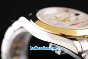 Rolex Day-Date II Oyster Perpetual Automatic Movement Two Tone with Gold Bezel-Silver Dial and Diamond Markers