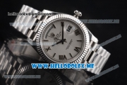 Rolex Day-Date Clone Rolex 3255 Automatic Stainless Steel Case/Bracelet with White Dial and Roman Numeral Markers