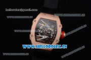 Richard Mille RM027-2 Miyota 9015 Automatic Rose Gold Case with Skeleton Dial Dot Markers and Black Nylon Strap