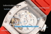 Richard Mille Felipe Massa Flyback Chrono Swiss Valjoux 7750 Automatic Steel Case with Skeleton Dial and Red Rubber Bracelet