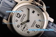 Panerai Luminor Marina Pam 049 Automatic Movement Steel Case with White Dial and Blue Leather Strap-Lady Model