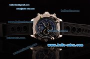 Breitling Chronomat B01 Chronograph Quartz Silver Case with Black Dial-Roman Markers and Black Rubber Strap
