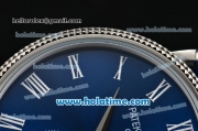 Patek Philippe Calatrava Miyota Quartz Steel Case with Roman Numeral Markers and Blue Dial