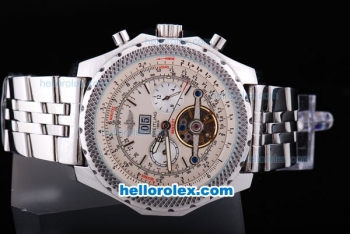 Breitling Bentley Tourbillon Automatic Silver Case with beige Dial and SS Strap