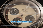 Rolex Daytona Vintage Edition Chrono Miyota OS20 Quartz Steel Case with White Dial and Black Leather Strap