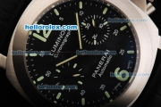 Panerai Luminor PAM 253 Automatic Movement Black Dial with Green Stick Markers/Arabic Numerals and Black Leather Strap