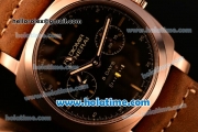 Panerai Radiomir 1940 8 Days GMT PAM502 Asia ST25 Automatic Rose Gold Case with Black Dial and Brown Leather Strap