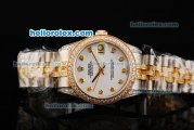 Rolex Datejust Automatic Movement White Dial with Diamond Markers/Bezel and Two Tone Strap