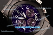 Hublot MDM Chrono Miyota OS20 Quartz PVD Case with Black Rubber Strap Numeral Markers and Purple Dial