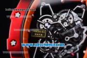 Richard Mille RM 35-01 RAFA Miyota 9015 Automatic PVD Case with Skeleton Dial and Orange Rubber Strap Dot Markers