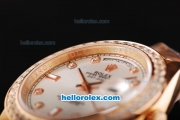 Rolex Day Date II Automatic Movement Full Rose Gold with Diamond Bezel-Diamond Markers and Silver Dial