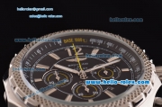 Breitling Bentley Barnato Chrono Japanese Miyota OS20 Quartz Stainless Steel Case with Black Leather Strap and Black Dial