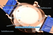 Patek Philippe Calatrava Miyota Quartz Rose Gold Case with Roman Numeral Markers and Blue Dial